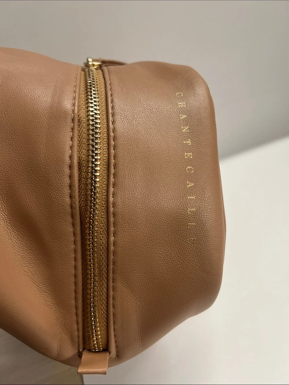 Chantecaille Vegan Leather Zip Top Cube Make Up Clutch Pouch - New